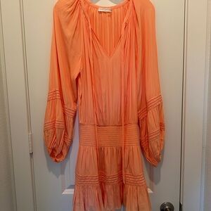 Ramy Brook Coral Pleated Dress